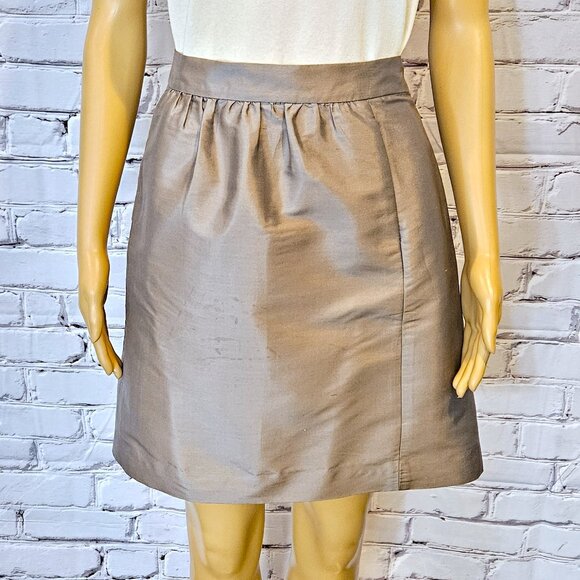ANN TAYLOR - the Loft, Gray/silver 100% silk skirt - Picture 5 of 8